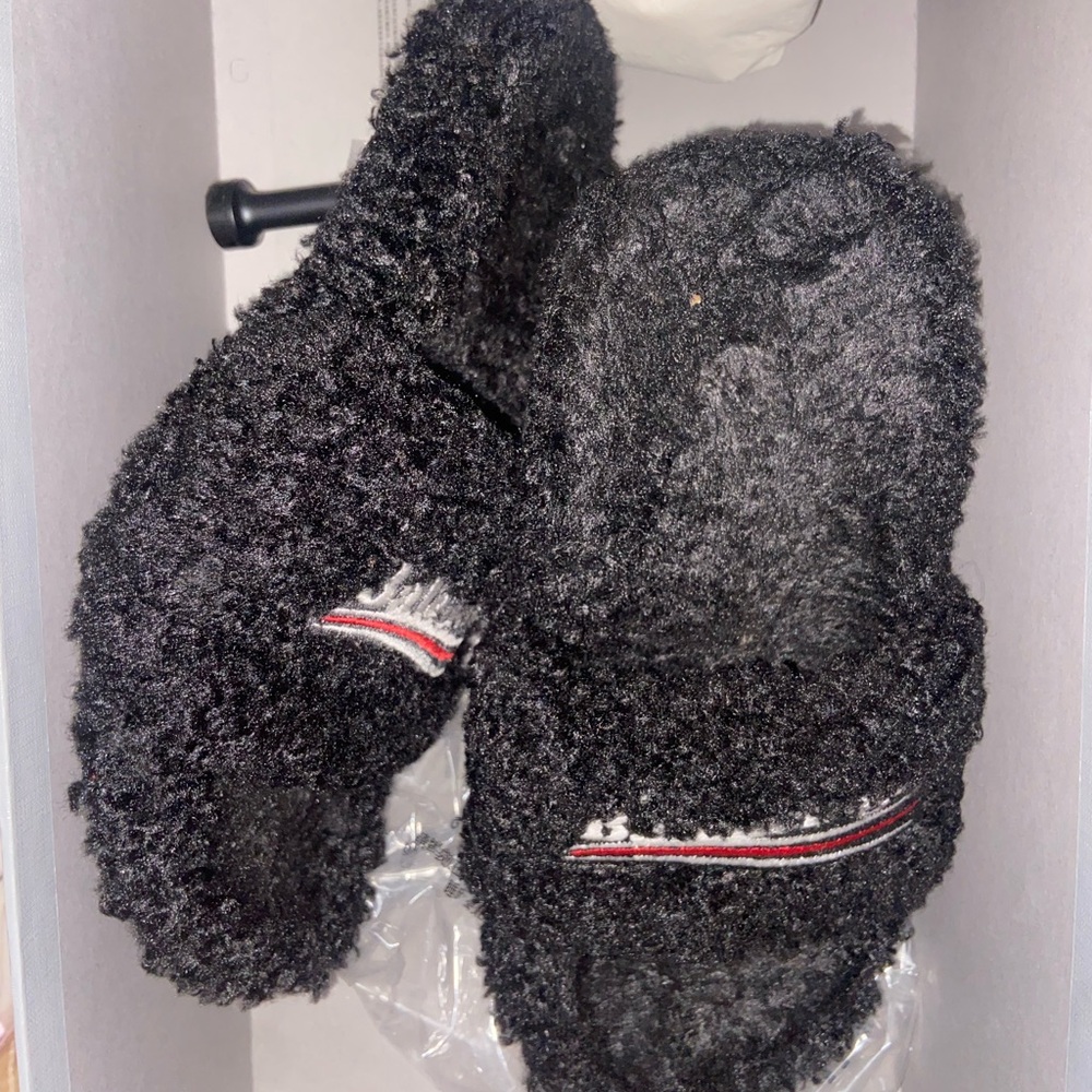 Balenciaga Shearling Faux Slide Heels